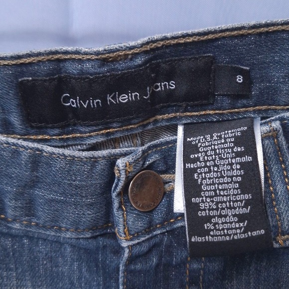 Calvin Klein Stretch Flare Denim Jeans Women 8 (30Wx32L) Mid Rise Blue Y2K - Picture 4 of 11